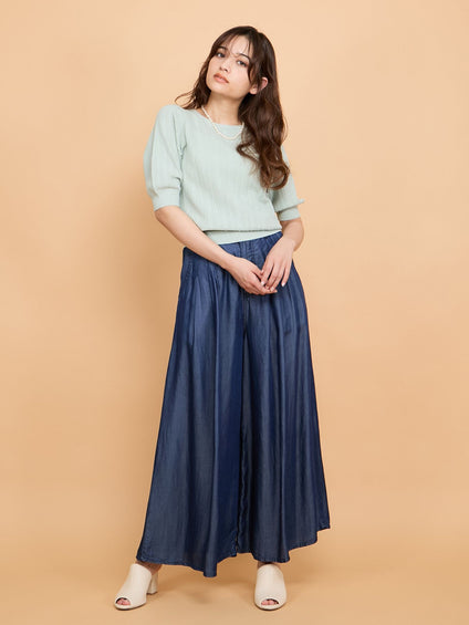 バイオシルクタックワイドパンツ≪セットアップ対応/洗濯機で洗える≫