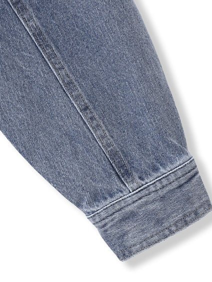 デニムドッキングVネックニットプルオーバー≪洗濯機で洗える≫