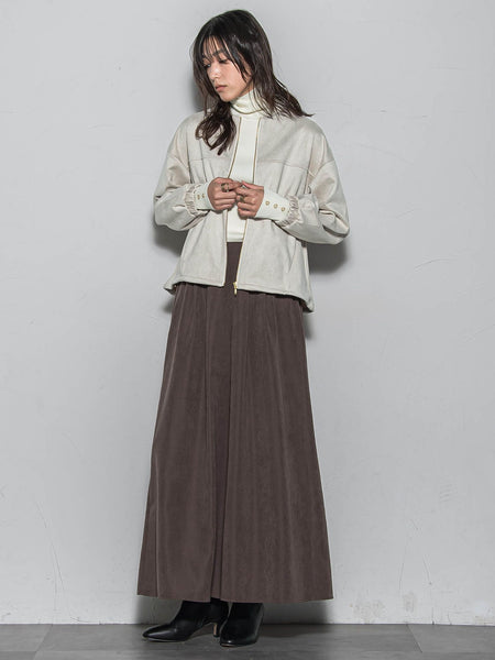 【WEB限定】マシュマロスウェードノーカラーブルゾン≪手洗い可能≫