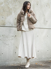 スウェードライク消しプリーツスカート≪手洗い可能≫