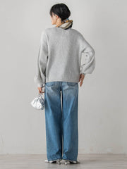 【WEB限定カラーあり】ラメボトルネックプルオーバー≪手洗い可能≫