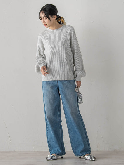 【WEB限定カラーあり】ラメボトルネックプルオーバー≪手洗い可能≫