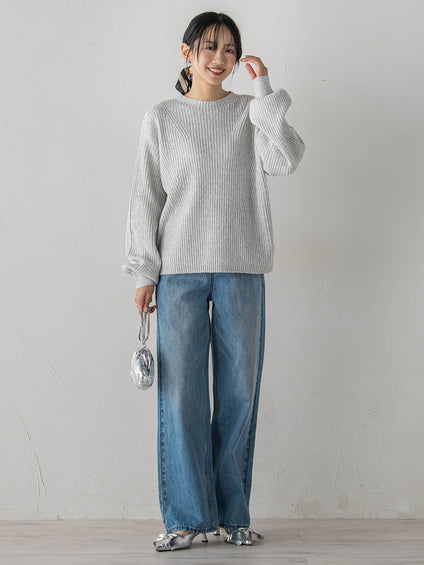 【WEB限定カラーあり】ラメボトルネックプルオーバー≪手洗い可能≫