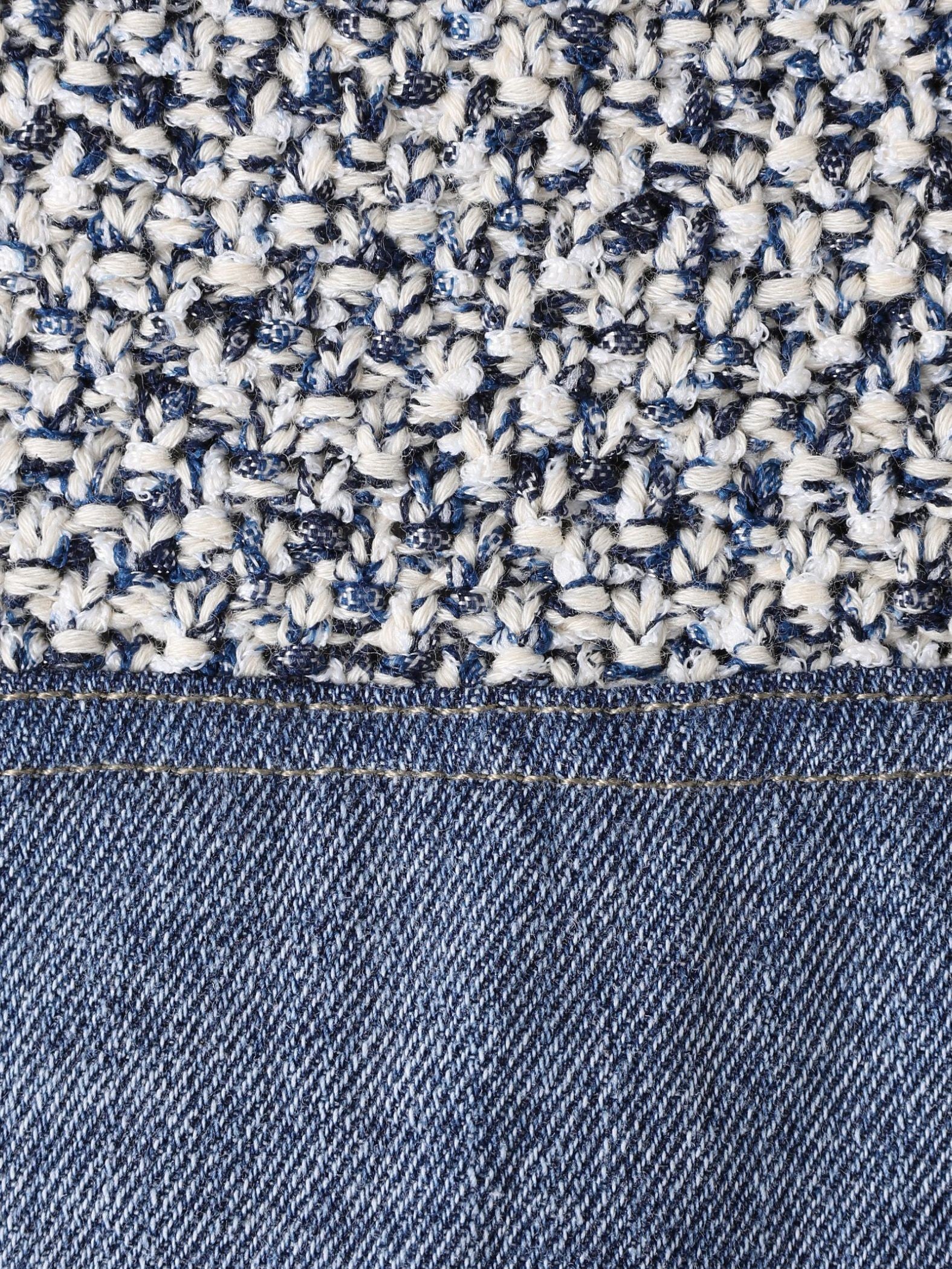 デニムドッキングVネックニットプルオーバー≪洗濯機で洗える≫