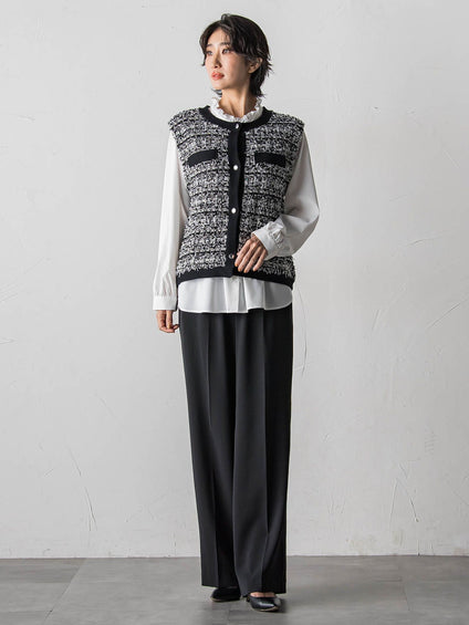 ハイストレッチカルゼワイドパンツ