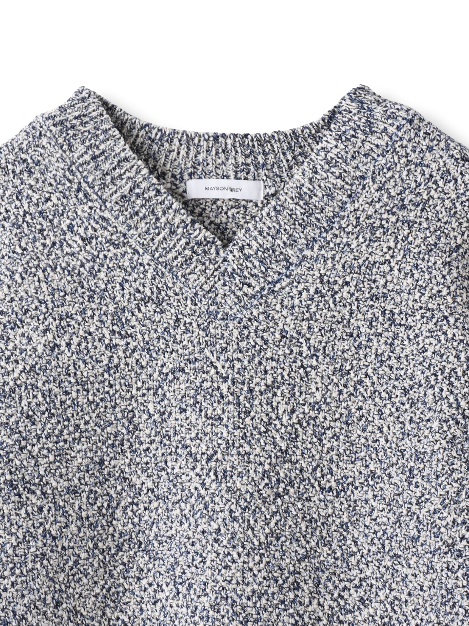 デニムドッキングVネックニットプルオーバー≪洗濯機で洗える≫