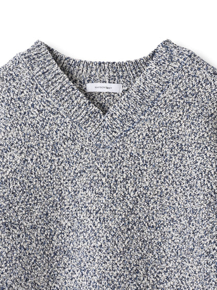 デニムドッキングVネックニットプルオーバー≪洗濯機で洗える≫