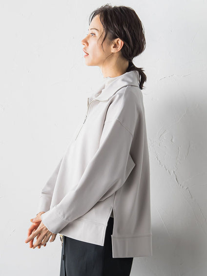 【受注会限定】裏起毛ハーフジップカットソー≪洗濯機で洗える≫