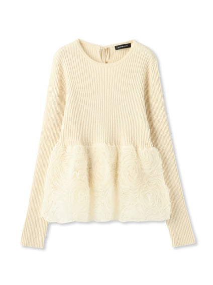 フラワーチュールペプラムリブニット≪手洗い可能≫