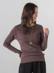 【Skinea】≪着るスキンケア≫リブクルーネックニット