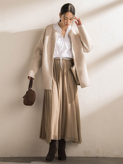 フォックス混ニットジャケット