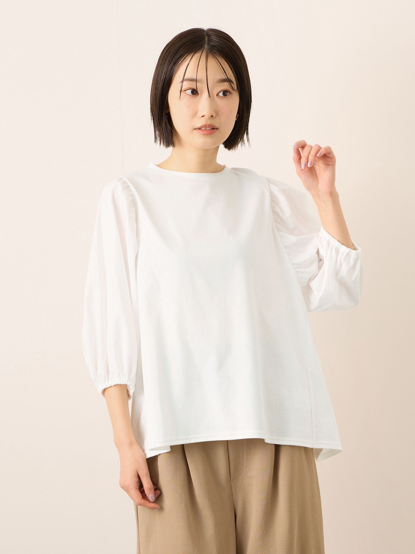 《予約》【機能するミニマル服】切替プルオーバー《接触冷感》