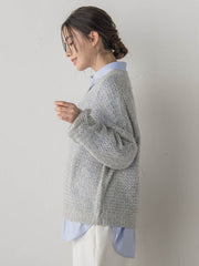 【WEB限定】モヘヤラメVネックショートプルオーバー≪手洗い可能≫