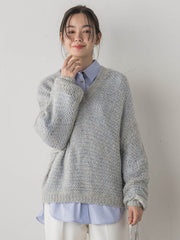 【WEB限定】モヘヤラメVネックショートプルオーバー≪手洗い可能≫