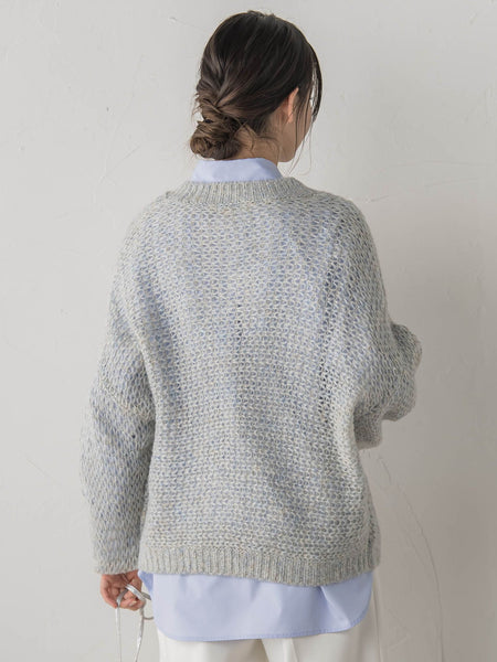 【WEB限定】モヘヤラメVネックショートプルオーバー≪手洗い可能≫