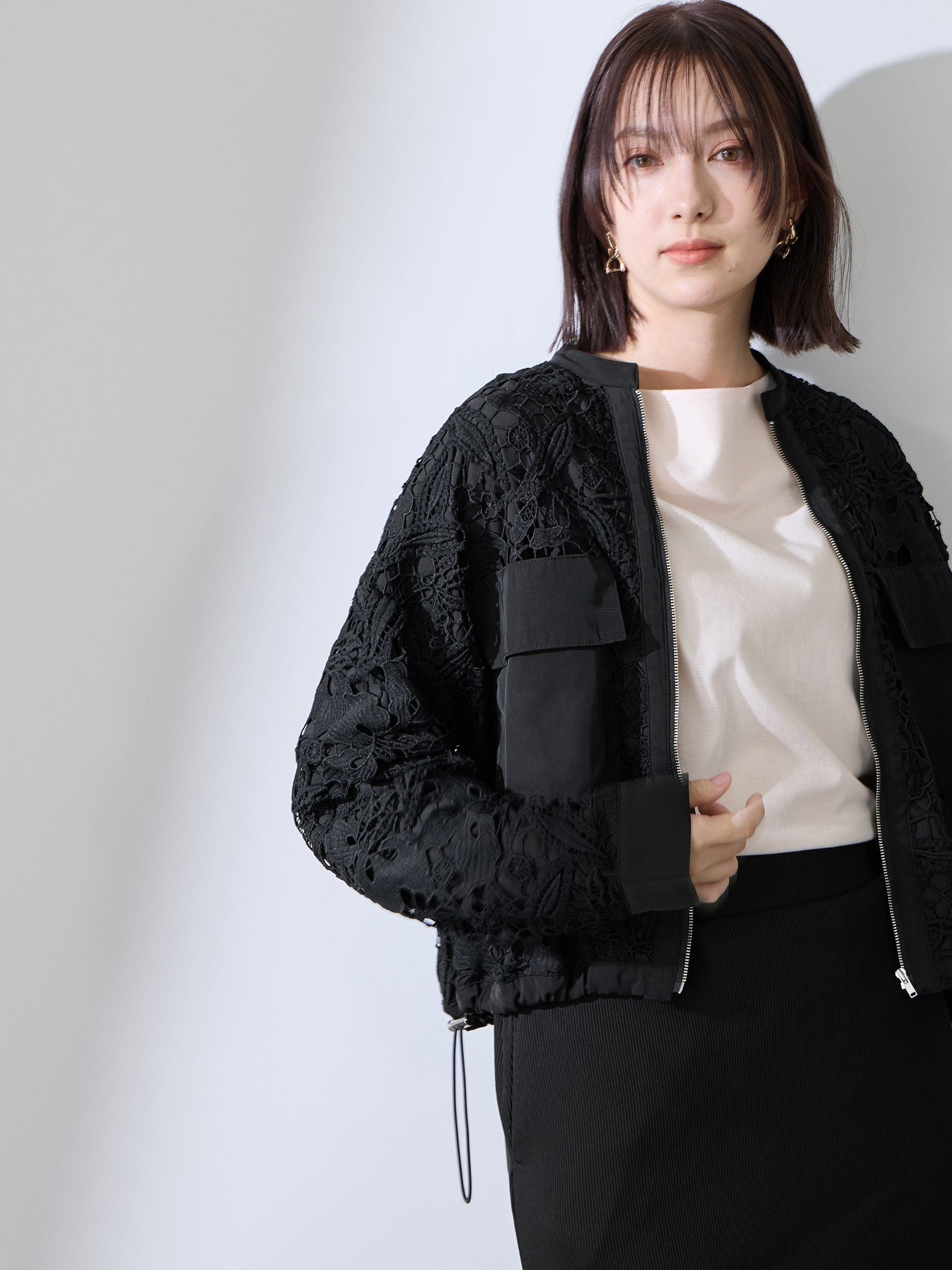 ボタニカルレースブルゾン≪手洗い可能≫