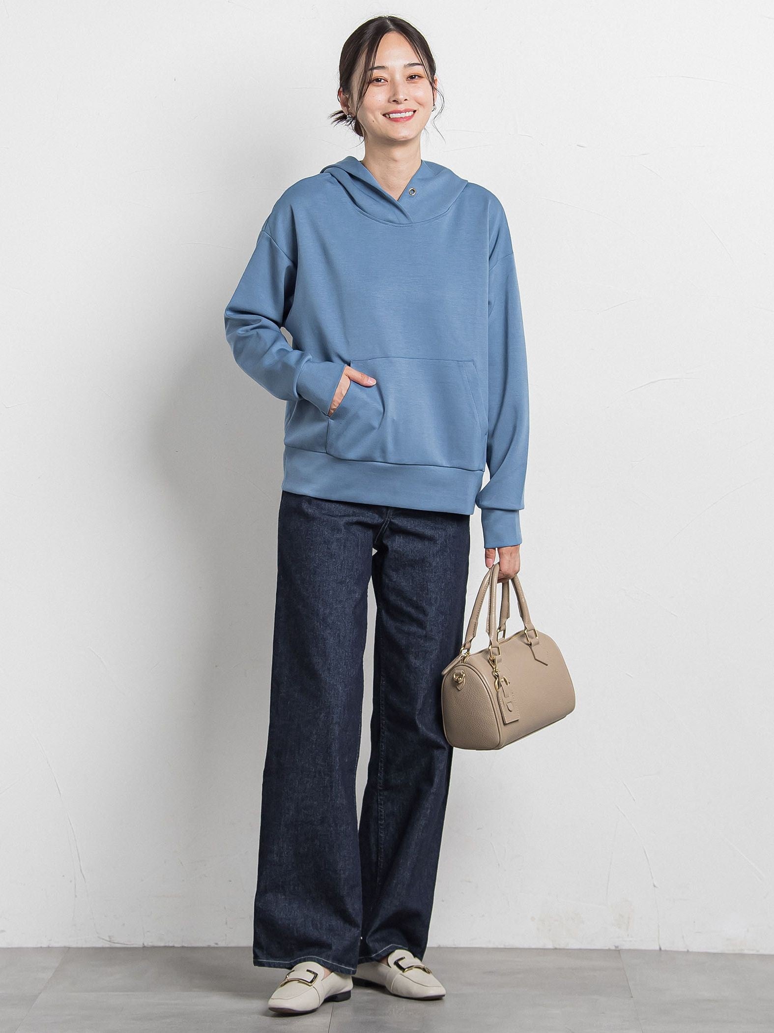 【JAPAN BLUE JEANS】デニムワイドパンツ≪洗濯機で洗える≫