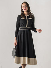 バイカラーニットワンピース