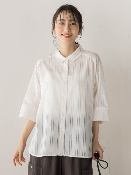 【WEB限定】T/Cストライプブラウス