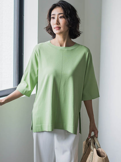 Tシャツ風ニットプルオーバー≪手洗い可能≫