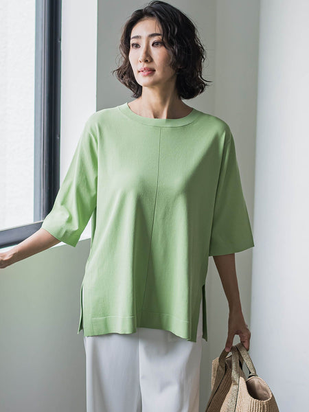 Tシャツ風ニットプルオーバー≪手洗い可能≫