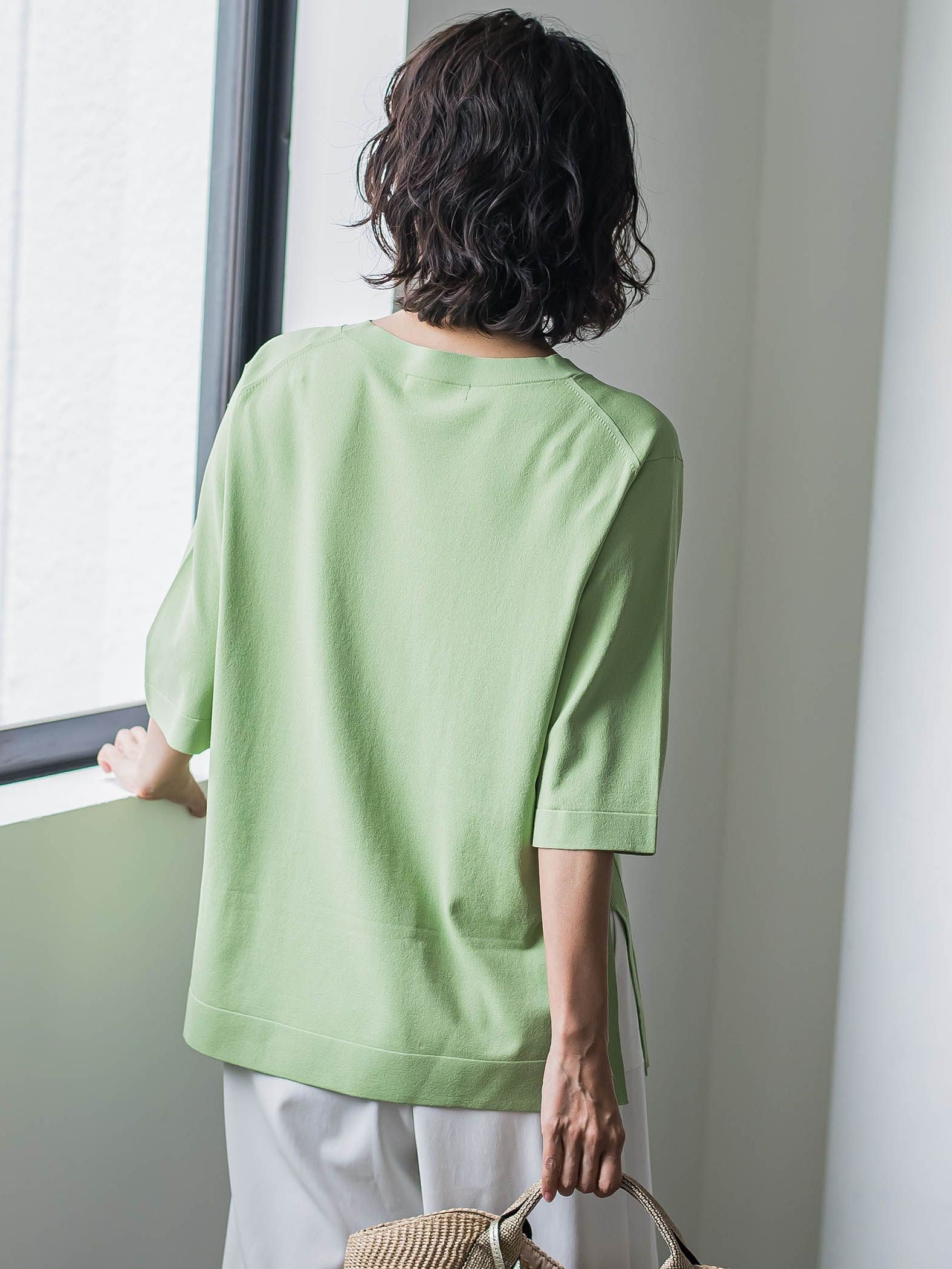 Tシャツ風ニットプルオーバー≪手洗い可能≫