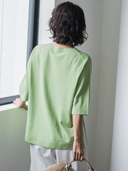 Tシャツ風ニットプルオーバー≪手洗い可能≫