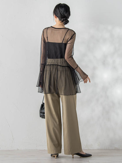 チュールドットチュニックプルオーバー≪洗濯機で洗える≫