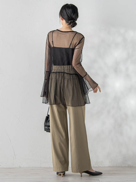 チュールドットチュニックプルオーバー≪洗濯機で洗える≫