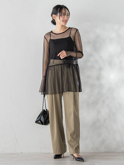 チュールドットチュニックプルオーバー≪洗濯機で洗える≫