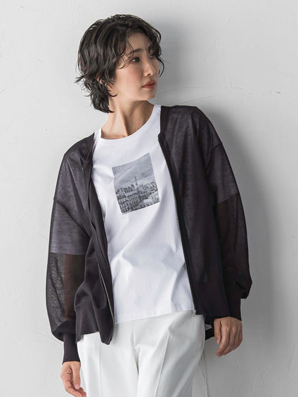 シアーシャイニーニットブルゾン