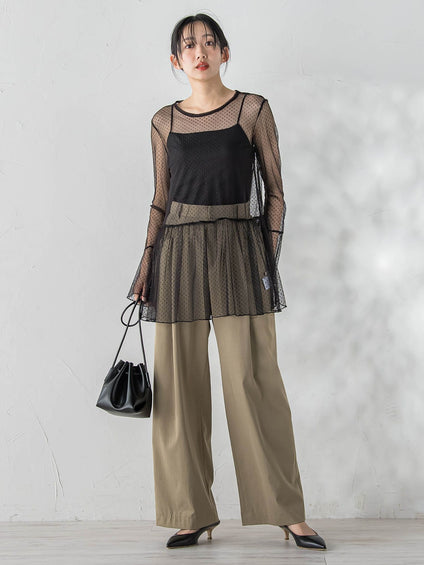 チュールドットチュニックプルオーバー≪洗濯機で洗える≫