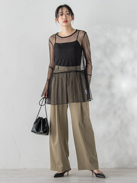 チュールドットチュニックプルオーバー≪洗濯機で洗える≫