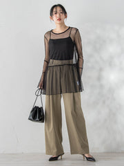 チュールドットチュニックプルオーバー≪洗濯機で洗える≫