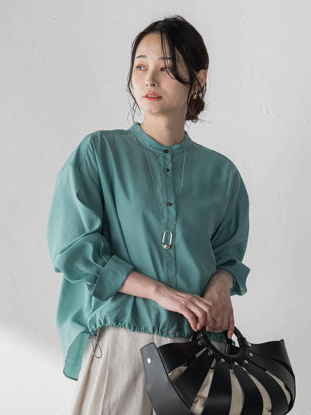 シアーバンドカラーブラウス≪洗える≫