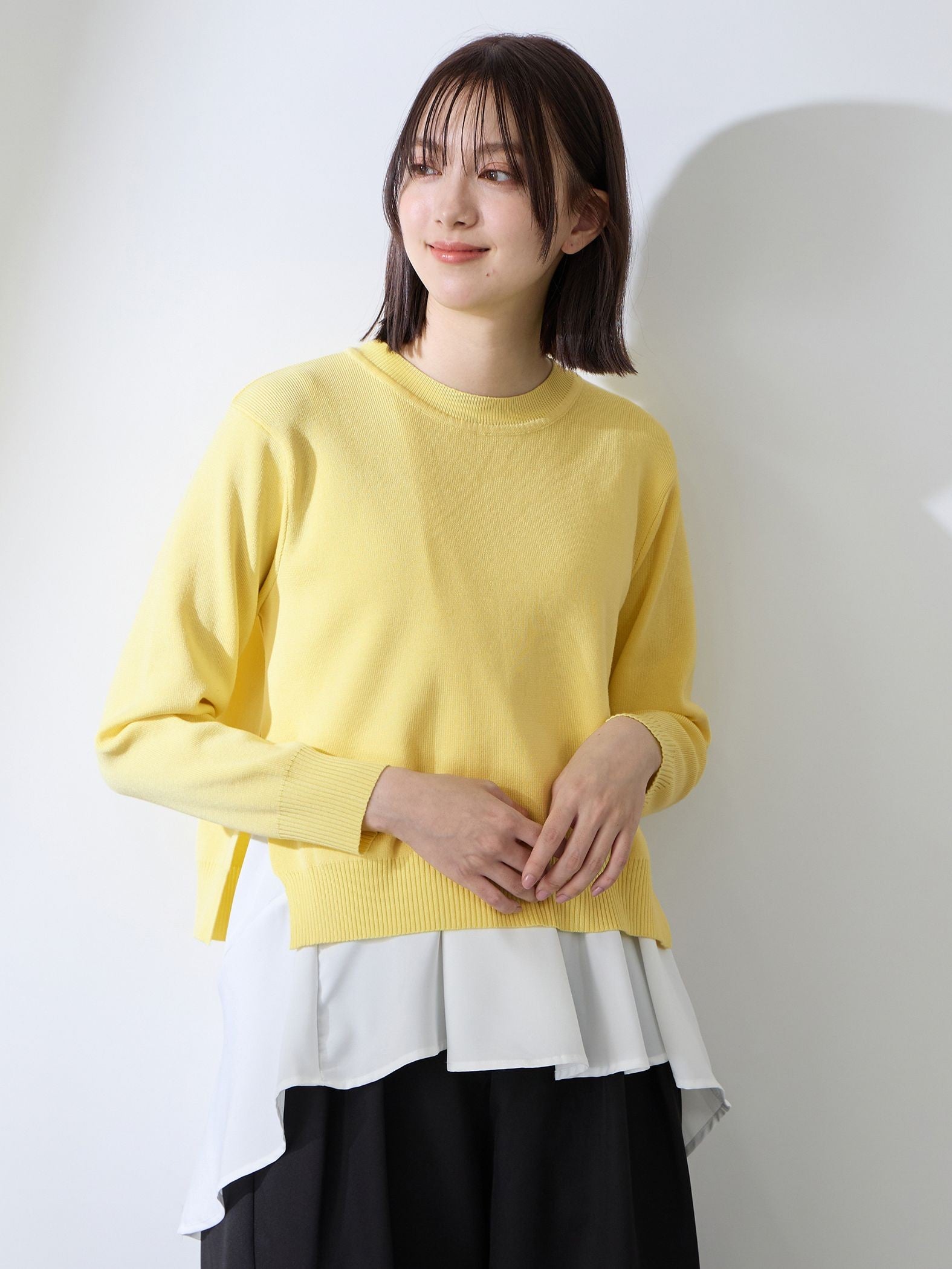 サイドスリットニット×ペプラムヘムインナーSET