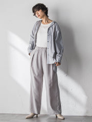 ストライプフーディオーバーシャツ≪手洗い可能≫