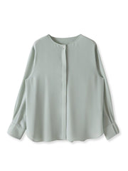 メランジツイルノーカラーブラウス