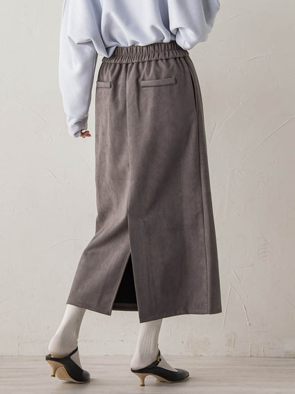 スエードフロント切替えナロースカート≪手洗い可能≫