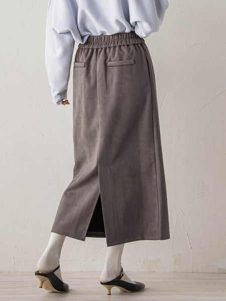 スエードフロント切替えナロースカート≪手洗い可能≫