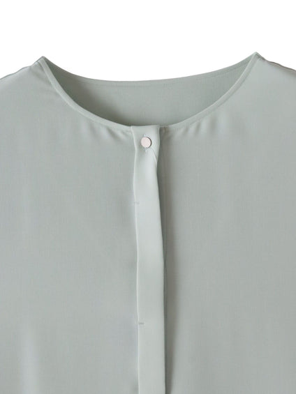 メランジツイルノーカラーブラウス