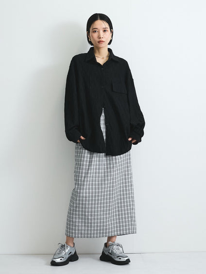 フロントタックチェックスカート≪手洗い可能≫