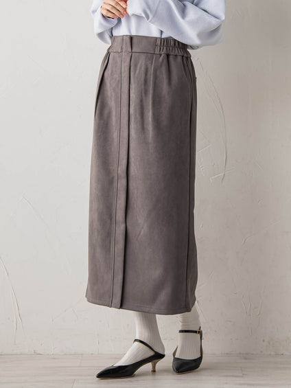 スエードフロント切替えナロースカート≪手洗い可能≫