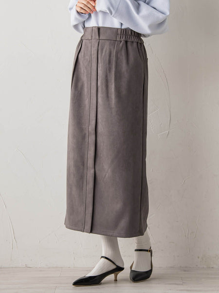スエードフロント切替えナロースカート≪手洗い可能≫