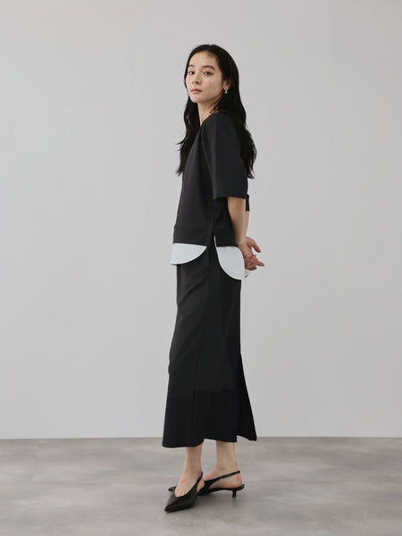 【上下セット】レイヤリードルマントップ×スカート2ピース