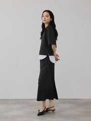 【上下セット】レイヤリードルマントップ×スカート2ピース