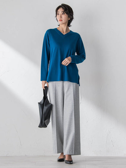 【大きいサイズ】ファインウールVネックニット