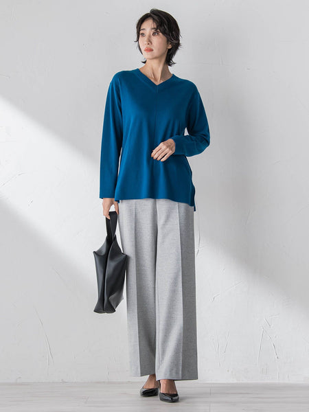 【大きいサイズ】ファインウールVネックニット