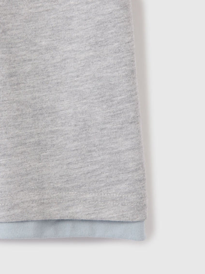 ヘンリーネックレイヤードTシャツ