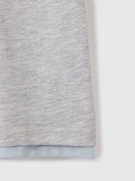 ヘンリーネックレイヤードTシャツ